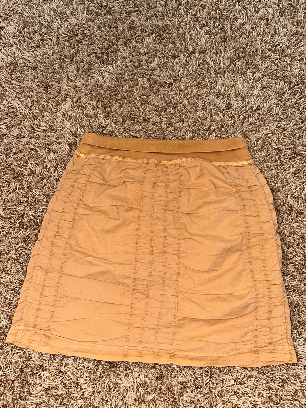 Ruched Yellow Pencil Skirt with Elastic Waist